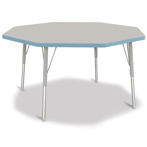 Jonti-Craft Berries Octagon Activity Table, 48 in. x 48 in., E-height, Freckled Gray/Coastal Blue/Gray 6428JCE131 - main